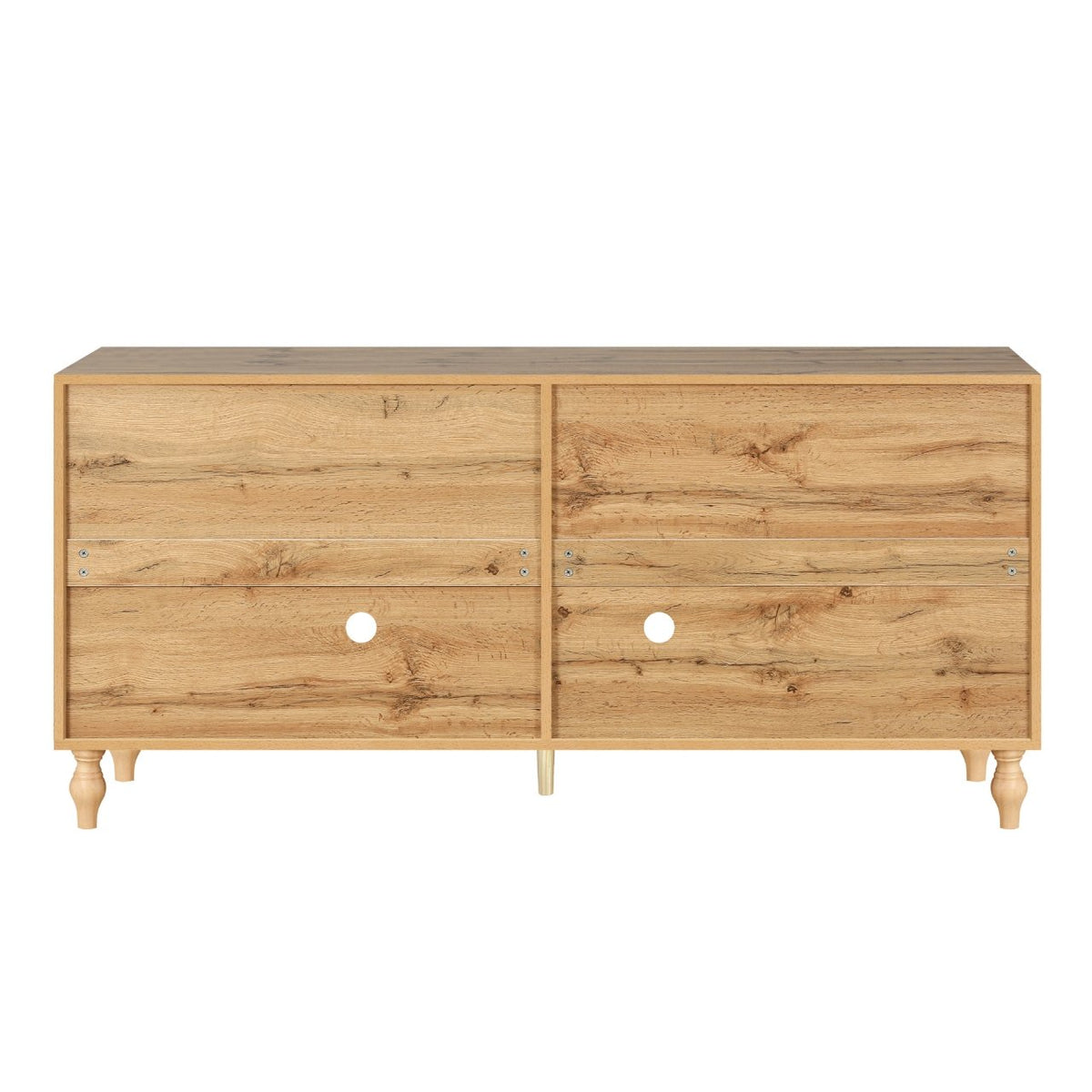 Carved Flower Door Large Storage Cabinet With Metal Handle Suitable - Natural Wood
