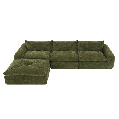 [VIDEO]116'' Fully Compressed Sofa with High Density Foam, Integrated Backrest&Seat Cushion, Decorative Edging – Green