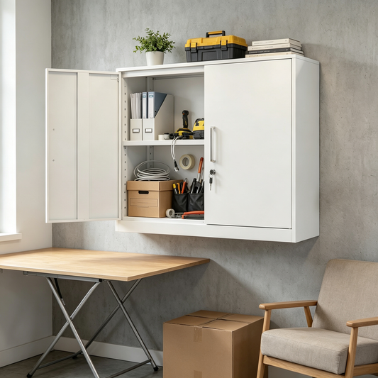 Locking Metal Wall Cabinets for Garage, Garage Cabinets Wall Mount, Steel Floating Hanging Storage Cabinet with Doors and Adjustable Shelf for Utility Room,27.95" H Wall Mount Storage Cabinet, Steel