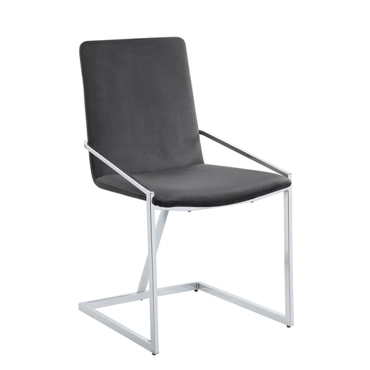 Zlatan Gray Velvet & Chrome Finish Side Chair (Set of 2)