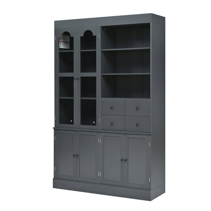[Assembly Video Provided] TOPMAX 47.2x15.7x75inch Freestanding Buffet with Hutch, Tall Kitchen Pantry Cabinet with 4 Drawers