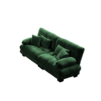 Cloud Couch 2 Seater Sofa, Chenille 2 - Seat sofa with 2 Lumbar pillows and 2 throw pillows, Chenille Green