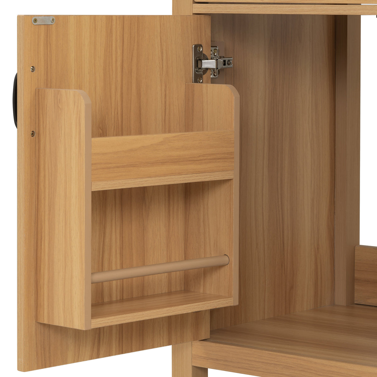 Modern 30 Inch Bathroom Vanity with Ceramic Sink, MDF Cabinet & Solid Wood Legs, Soft Close Drawers, Black Zinc Alloy Handles, Wood Finish