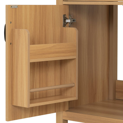 Modern 30 Inch Bathroom Vanity with Ceramic Sink, MDF Cabinet & Solid Wood Legs, Soft Close Drawers, Black Zinc Alloy Handles, Wood Finish