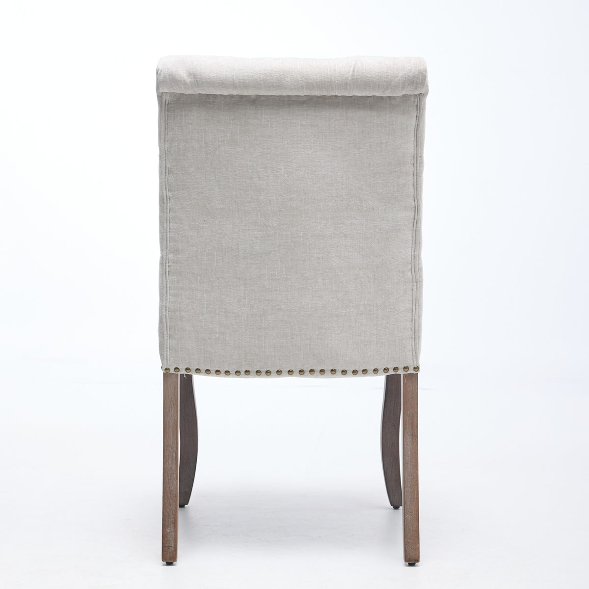 Upholstered Chenille Fabric Accent Dining Chair, Curved Solid Wood Legs, Elegant Tufted Club Dining Room Kitchen Room Dining Chair – Beige