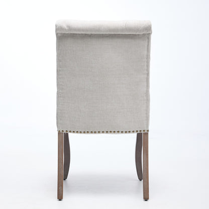 Upholstered Chenille Fabric Accent Dining Chair, Curved Solid Wood Legs, Elegant Tufted Club Dining Room Kitchen Room Dining Chair – Beige