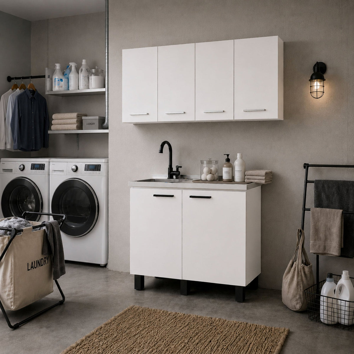 White 2-Piece Kitchen Sink Cabinet Set