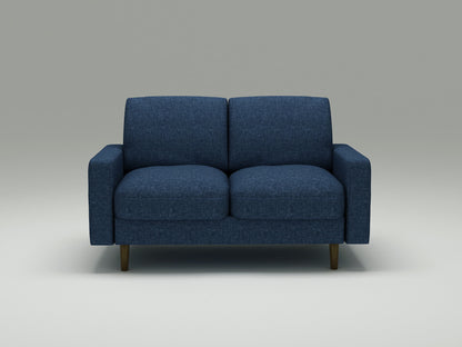 Modern 2‑Seat Loveseat Sofa, Polyester Fabric Couch, Without Accent Pillows, Loose Back Cushion for Small Space Living Room