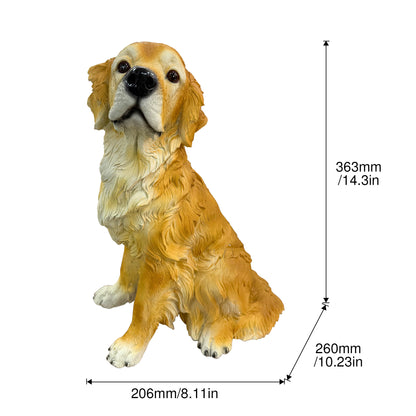 Golden Retriever Garden Statue, a lifelike earth-brown resin dog ornament, perfect for backyards, lawns, and patios.