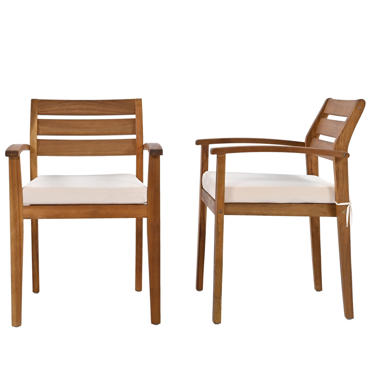 GO Outdoor Wood Dining Set For 7-8 Person, Outdoor Dining Furniture With Removable Cushions, Ergonomic Chairs And Bench, Thicker Table