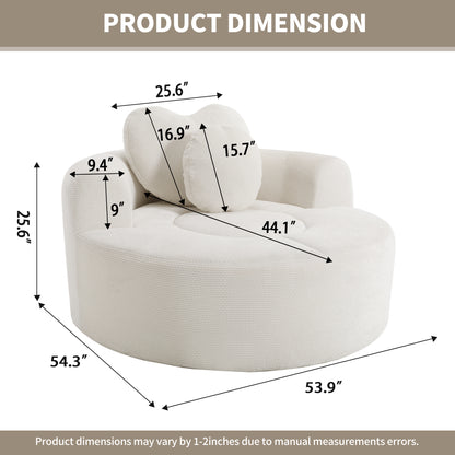 Round Sofa Bed with Memory Foam Sectional Couches for Living Room, Cloud Couch with two pillows, Beige