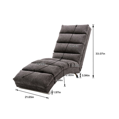 Ergonomic Linen Massage Chaise Lounge with Remote Control, Dark Gray, Electric Massage Lounger with 5 Modes