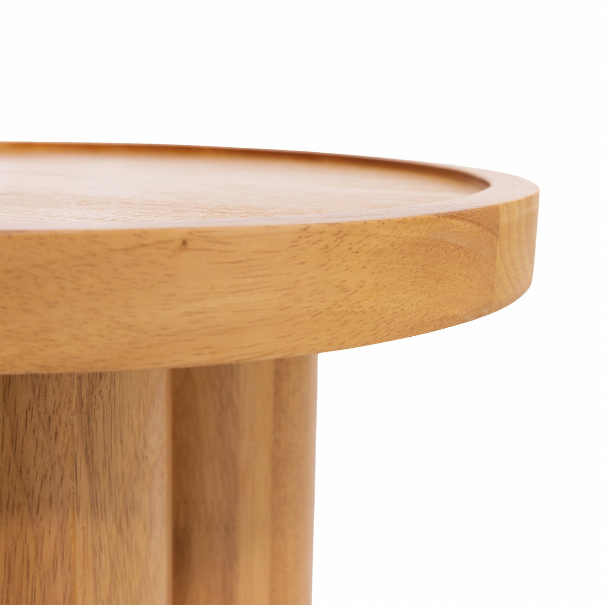 Round Solid Wood End Table,Natural