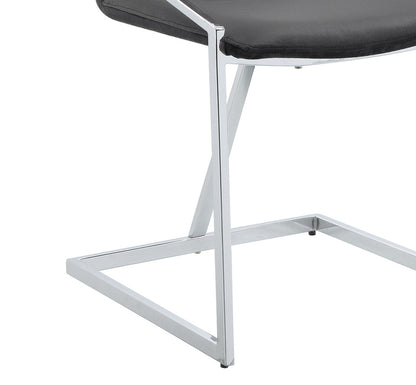 Zlatan Gray Velvet & Chrome Finish Side Chair (Set of 2)