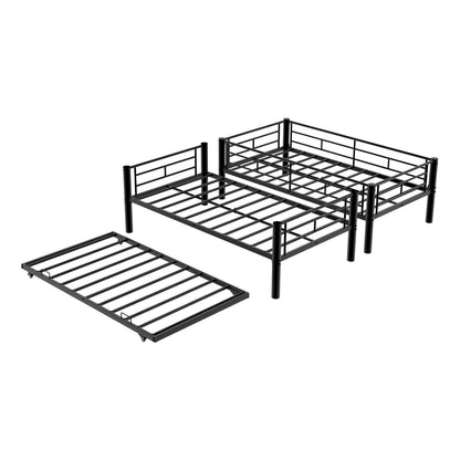 Heavy-duty Sturdy Metal Twin over Twin Bunk Bed with Noise Reduction, Safety Guardrail, No Box Spring Needed, Black