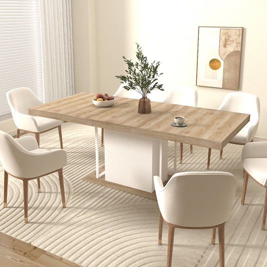 Rectangle extendable dining table for 6-10 people aged effect wood 160-200 cm