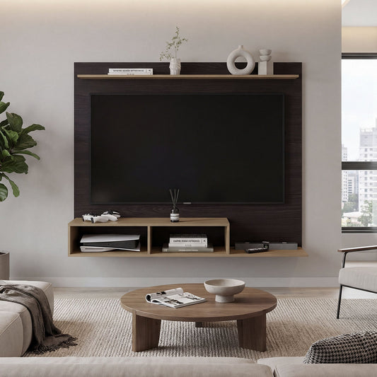 Bethune 65" TV Entertainment Center  Modern Media Console with Storage for Gaming & wenge and natural oak