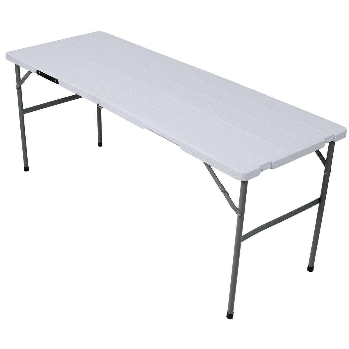 70Inch Portable Folding Picnic Table Set with 2 Benches,3‑Piece Indoor Outdoor Folding Furniture Set,Wood Grain Tabletop for Camping,Backyard Party,Picnic,Wedding Gatherings,White