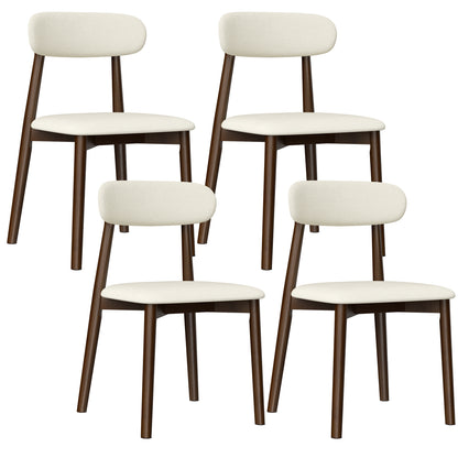 Solid Wood Dining Chairs Set of 4, Luxurious Chenille Upholstered Kitchen Chairs, Farmhouse Dining Room Chair with X-Shaped Metal Reinforcement, Beige