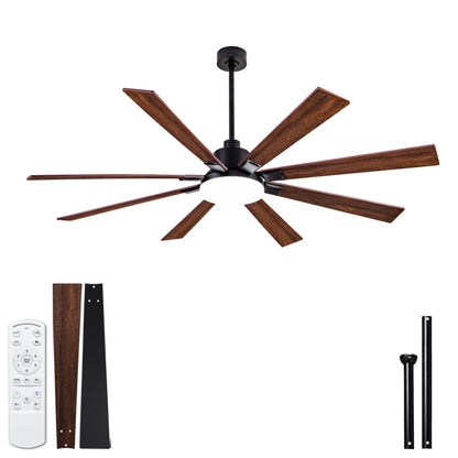 72 inch Ceiling Fan with Lights and Remote ,Indoor/Outdoor Ceiling Fan with Quiet Reversible DC Motor,6 Speeds,8 Blades Large Ceiling Fan for Living Room Bedroom Patio
