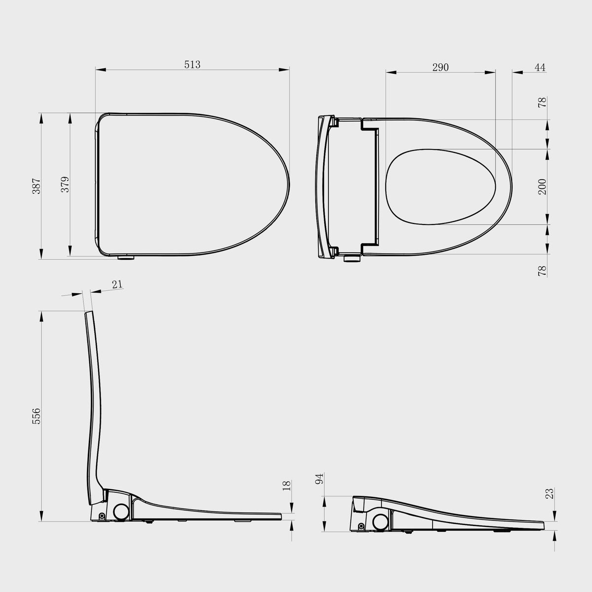Smart Bidet Toilet Seat with Side Knob Adjustable Heated Seat with Water Temperature and Pressure Adjustment Portable Bidet with Automatic