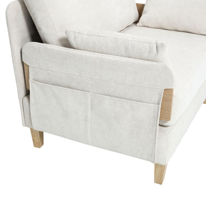 Foldable sofa bed recliner, 3-in-1 convertible sleeper, mid-century modern decor, suitable for small spaces, with three pillows, can be placed in the bedroom study room guest