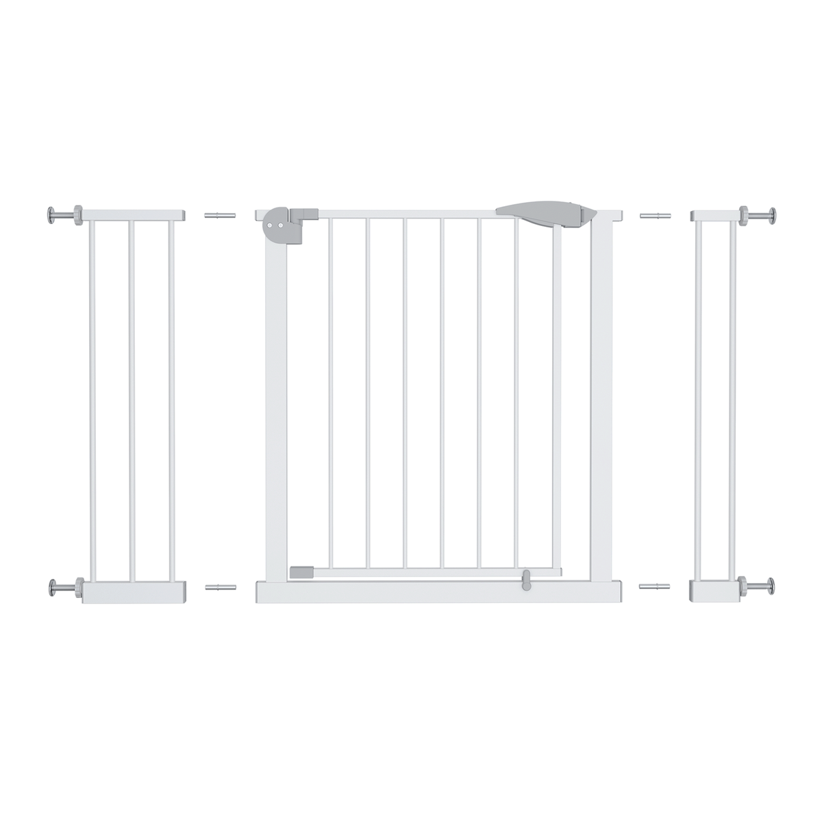 29.5-44.1" Wide Baby Gate for Stairs, Dog Gate Indoor for Doorways, No Drilling Pressure Mounted Pet Gates for Kids, Easy Walk Through Safety Gate, White