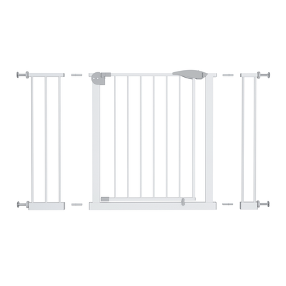 29.5-44.1" Wide Baby Gate for Stairs, Dog Gate Indoor for Doorways, No Drilling Pressure Mounted Pet Gates for Kids, Easy Walk Through Safety Gate, White
