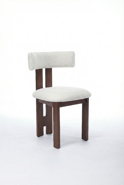 Mid-Century Modern Upholstered Dining Chair with Solid Wood Frame, Ergonomic T-Back Accent Side Chair for Dining Room, Kitchen, Living Room & Bedroom, Set of 2