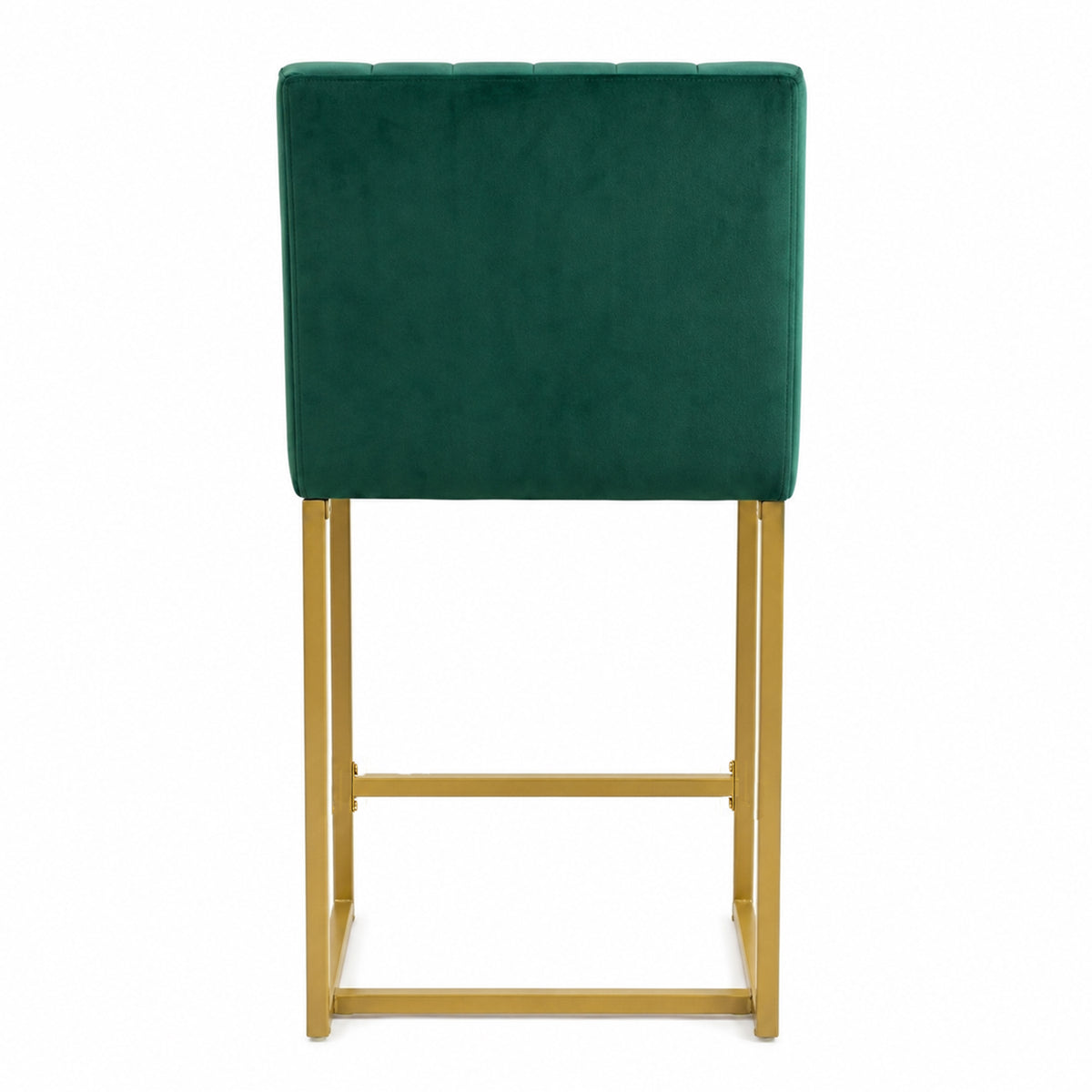 25.6 Inch Counter Height Bar Stools Set of 2 with Velvet Cushion and Back Modern Bar Chairs for Kitchen Island Counter with Metal Leg for Restaurant Dining Room Office, Green and Gold