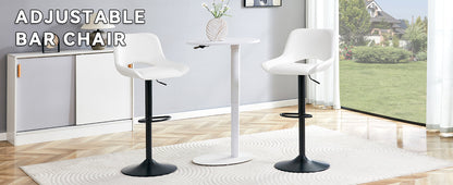 Modern Swivel Adjustable Bar Stools Set - 2 Pack, White PU Material, with Footrest, Holds Up to 250 lbs