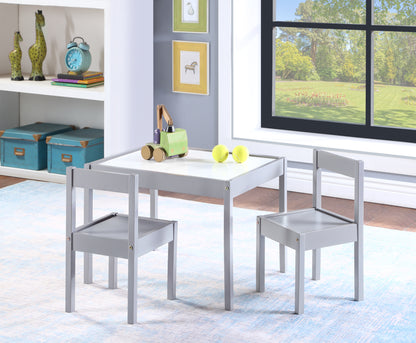 Gibson 3-Piece Dry Erase Kids Table & Two Chair Set, Gray