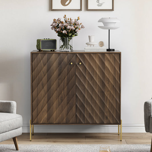 Mid-Century Modern Walnut Sideboard Buffet with Storage, Wooden Cabinet