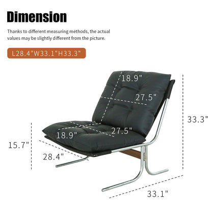 Leather Armchair, Modern Accent Chair High Back, Living Room Chairs with Metal Legs and Soft Padded, Sofa Chairs, Dining Room (Black-1pc)