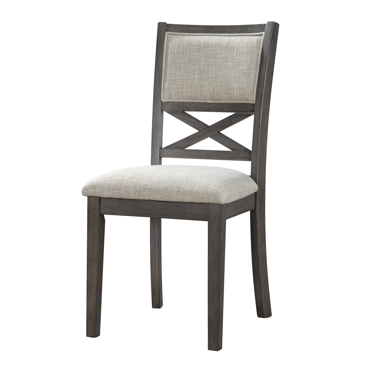 Upholstered Dining Chairs Set of 4, Farmhouse Style Chairs, 3.27" Thick Padded Foam Seat & Ergonomic High Cross Back, Sturdy Rubberwood Legs for Dining Room, Dark Gray + Beige Cushion
