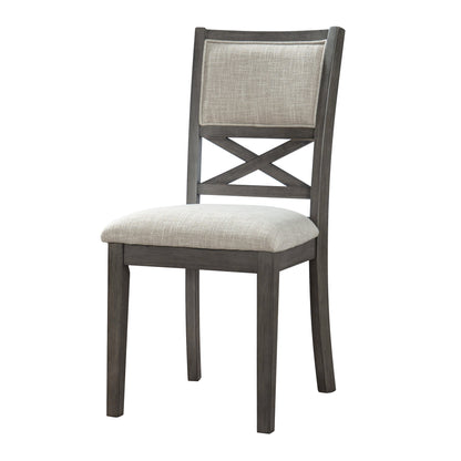 Upholstered Dining Chairs Set of 4, Farmhouse Style Chairs, 3.27" Thick Padded Foam Seat & Ergonomic High Cross Back, Sturdy Rubberwood Legs for Dining Room, Dark Gray + Beige Cushion