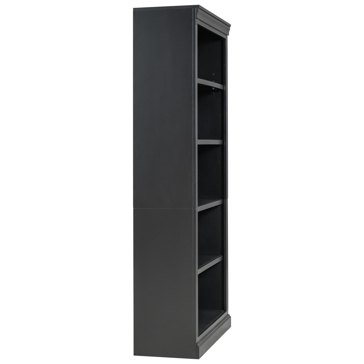 83.4' Tall Wood Bookcase with light strip,5-Tier Decor Bookshelves with Adjustable Shelves,Storage Organizer for CDs/Books/Movies,Free Standing Storage Shelves for Living Room,Home Office,Black