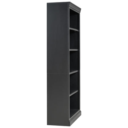 83.4' Tall Wood Bookcase with light strip,5-Tier Decor Bookshelves with Adjustable Shelves,Storage Organizer for CDs/Books/Movies,Free Standing Storage Shelves for Living Room,Home Office,Black