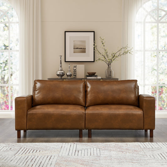 78.5" Big Loveseat for Living Room,Apartment,Upholstered Breathable Faux Leather PU Couch,Loveseat Brown (This SKU=W1097S00254)