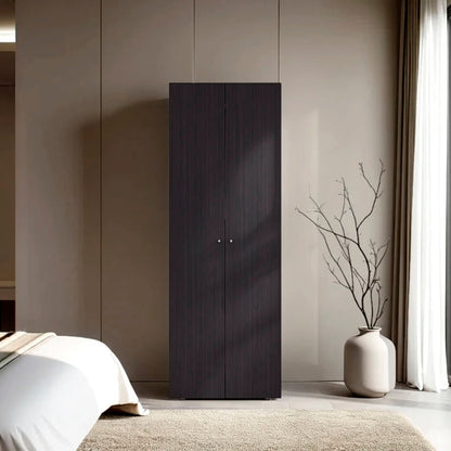 FM FURNITURE Basin  2-Door Tall Wardrobe Cabinet 66.9"H,  Bedroom, Wenge