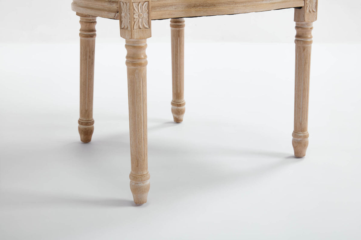 French Country Dining Chairs Set of 2, Upholstered Chairs with T-shaped Back, Wire drawing and carving techniques, Disassemblable