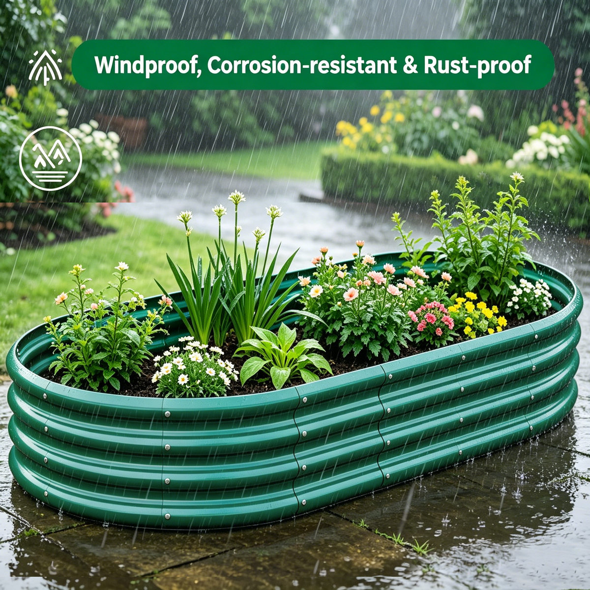 Galvanized Raised Garden Bed 6x3x1ft - Heavy Duty Metal Planter Box for Vegetables, Herbs & Flowers, Rust-Proof Outdoor Garden Bed with Large Capacity, Green, 1PCS