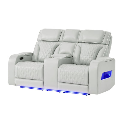JULIAN SILVER PWR CON REC LOVESEAT WITH PHR, LED & SPEAKER