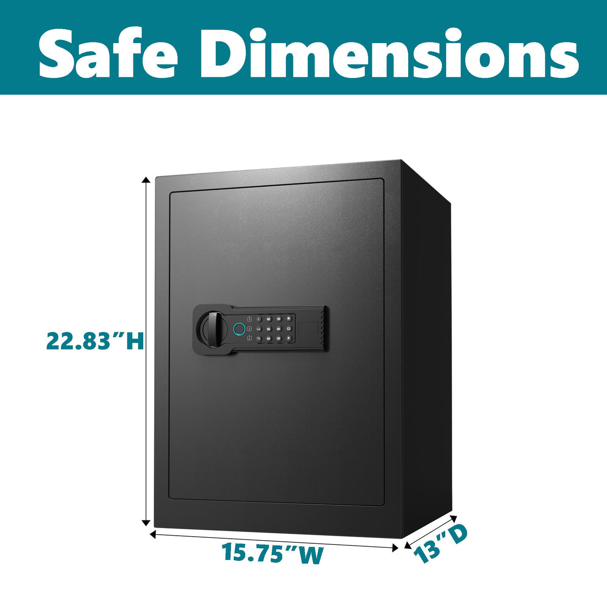 Steel Safe Security Cabinet, Fingerprint & Digital Password Unlock, with Alarm & Silent Mode, for Home, Hotel, Office, Supermarket Use, Black