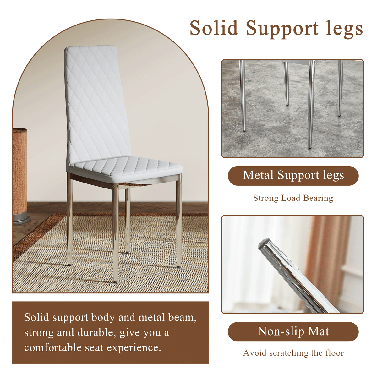 Modern Style Dining Chairs Set of 4 in Light Gray, Essential for Minimalist Homes.Meeting Family Dining Needs, PU Material Seat