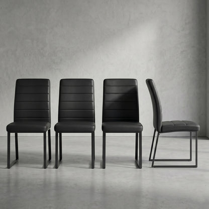 4-Pack - Premium PU office/dining chairs with high-density foam, sturdy iron legs (spray paint), multiple colors. Easy assembly