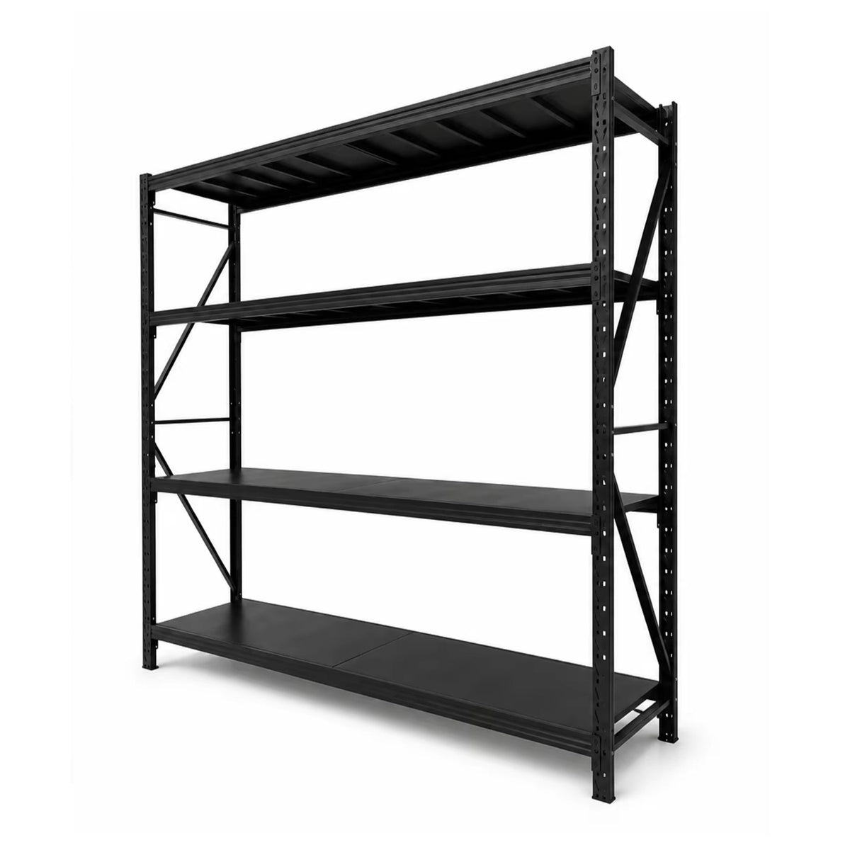 4-Tier Heavy Duty Storage Shelves, 70.87"W x 23.62"D x 71.26"H Metal Shelving Unit, 6000 LBS Capacity Industrial Steel Utility Rack, Adjustable Garage Shelving for Basement, Warehouse - Black