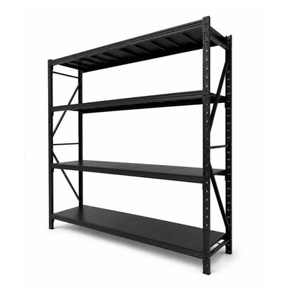 4-Tier Heavy Duty Storage Shelves, 70.87"W x 23.62"D x 71.26"H Metal Shelving Unit, 6000 LBS Capacity Industrial Steel Utility Rack, Adjustable Garage Shelving for Basement, Warehouse - Black