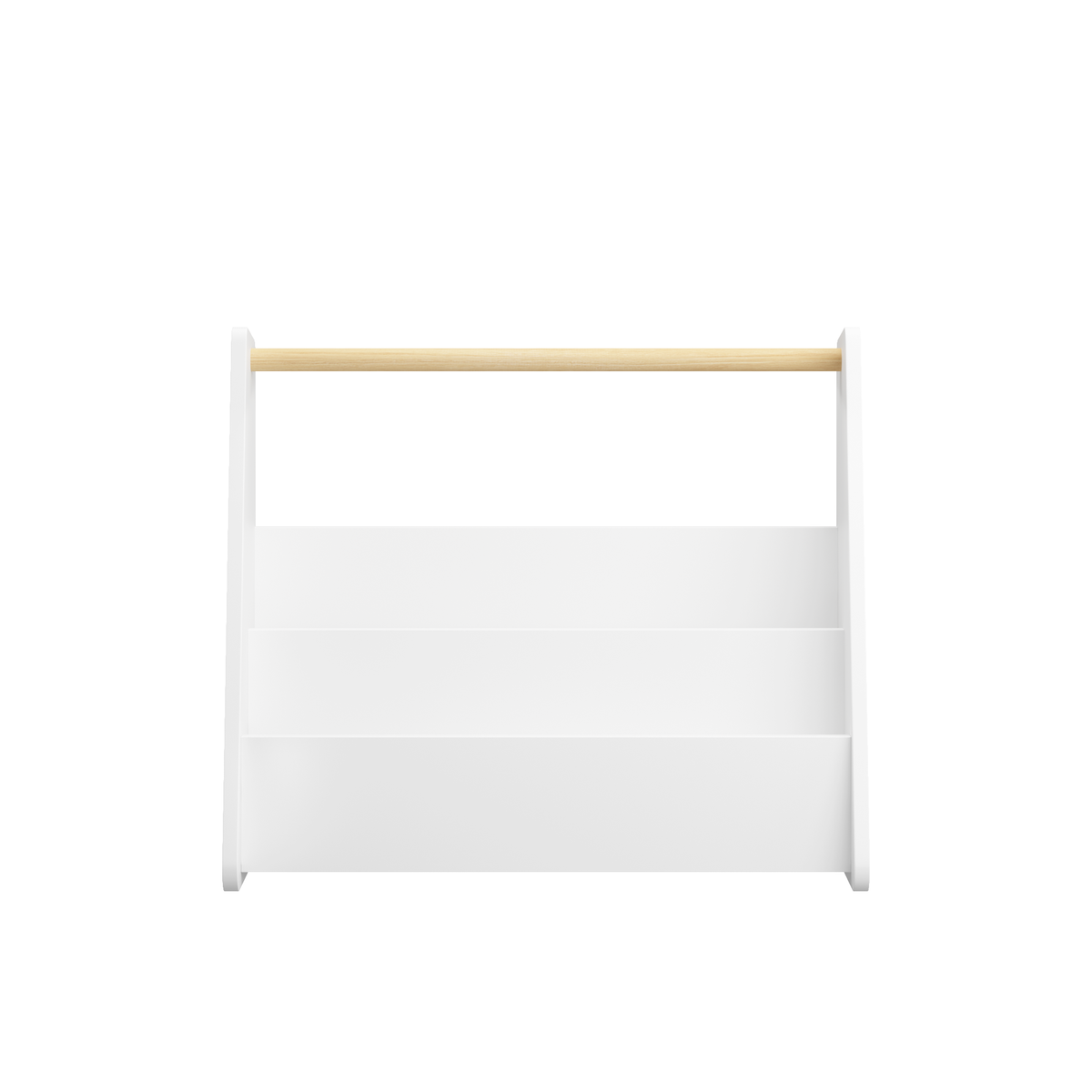 Kids Bookshelf with Wooden Handle, 2-Tier Front-Facing Toddler Bookcase, Portable Children's Book Storage Organizer, or Classroom, White