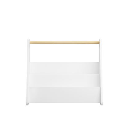 Kids Bookshelf with Wooden Handle, 2-Tier Front-Facing Toddler Bookcase, Portable Children's Book Storage Organizer, or Classroom, White